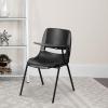Flash Furniture HERCULES Series 661 lb. Capacity Black Ergonomic Shell Stack Chair with Black Frame and 16” Seat Height(Black Plastic/Black Frame)