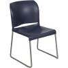 Flash Furniture HERCULES Series 880 lb. Capacity Yellow Full Back Contoured Stack Chair with Gray Powder Coated Sled Base(Navy)
