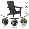 Flash Furniture Halifax Adirondack Chair with Cup Holder, Weather Resistant Poly Resin Adirondack Chair, Gray, Set of 1(Black)