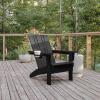 Flash Furniture Halifax Adirondack Chair with Cup Holder, Weather Resistant Poly Resin Adirondack Chair, Gray, Set of 1(Black)