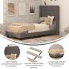 Flash Furniture Hollis Upholstered Platform Bed – Gray Faux Linen Wingback Headboard – King – Mattress Foundation with Slatted Supports – No Box Spring Needed(Charcoal)