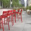 Flash Furniture Nash Commercial Grade Steel Stack Stool, Indoor-Outdoor Bar Stool with 2 Slat Back, Set of 4, Red(Red)