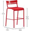 Flash Furniture Nash Commercial Grade Steel Stack Stool, Indoor-Outdoor Bar Stool with 2 Slat Back, Set of 4, Red(Red)