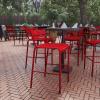 Flash Furniture Nash Commercial Grade Steel Stack Stool, Indoor-Outdoor Bar Stool with 2 Slat Back, Set of 4, Red(Red)
