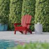 Flash Furniture Newport Adirondack Chair with Cup Holder, Weather Resistant Poly Resin Adirondack Chair, Blue(Red)
