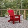 Flash Furniture Newport Adirondack Chair with Cup Holder, Weather Resistant Poly Resin Adirondack Chair, Blue(Red)