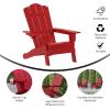 Flash Furniture Newport Adirondack Chair with Cup Holder, Weather Resistant Poly Resin Adirondack Chair, Blue(Red)