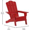 Flash Furniture Newport Adirondack Chair with Cup Holder, Weather Resistant Poly Resin Adirondack Chair, Blue(Red)