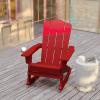 Flash Furniture Newport Adirondack Rocking Chairs with Cup Holder, Weather Resistant Poly Resin Adirondack Rocking Chairs, Set of 2, Red(Red)