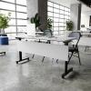 Flash Furniture Palmer Commercial Nesting Flip Training Table, Heavy-Duty Steel Frame and T-Legs, Modesty Panel, 1″ Thick Tabletop, 60″ x 24″, White Top/Black Frame(Gray Top/Black Frame)