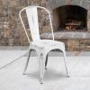 Flash Furniture Perry Commercial Grade Black-Antique Gold Metal Indoor-Outdoor Stackable Chair(Distressed White)