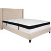 Flash Furniture Riverdale Queen Size Tufted Upholstered Platform Bed in Beige Fabric with Memory Foam Mattress