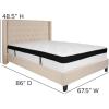 Flash Furniture Riverdale Queen Size Tufted Upholstered Platform Bed in Beige Fabric with Memory Foam Mattress