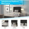 Flash Furniture Roxbury King Size Tufted Upholstered Platform Bed in Beige Fabric(Black)