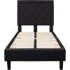 Flash Furniture Roxbury King Size Tufted Upholstered Platform Bed in Beige Fabric(Black)