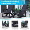 Flash Furniture Set of 2 Savannah Adirondack Rocking Chairs – Commercial Grade All-Weather Sea Foam Poly Resin Wood – Matching Side Table(Black)