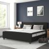 Flash Furniture Tribeca Full Size Tufted Upholstered Platform Bed in Light Gray Fabric with 10 Inch CertiPUR-US Certified Pocket Spring Mattress(Black)