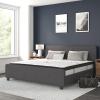 Flash Furniture Tribeca Full Size Tufted Upholstered Platform Bed in Light Gray Fabric with 10 Inch CertiPUR-US Certified Pocket Spring Mattress(Dark Gray)
