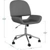 Martha Stewart Tyla Armless Swivel Task Chair for Home Office in White Faux Leather with Polished Brass Frame(Gray Faux Leather/Polished Nickel)
