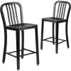 Flash Furniture 24″ Commercial Grade Metal Counter Height Stool with Footrest, Modern Vertical Slat Back Stool for Restaurants and Kitchens, Silver(Black-antique Gold)