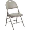 Flash Furniture 4 Pack HERCULES Series Ultra-Premium Triple Braced Burgundy Fabric Metal Folding Chair with Easy-Carry Handle(Gray Vinyl/Gray Frame)