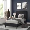 Flash Furniture Addison Queen Size Platform Bed with Fabric Upholstered Headboard, Timeless Low-Profile Queen Bed Frame with Headboard, Light Gray(Charcoal)