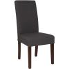 Flash Furniture Greenwich Series Black LeatherSoft Upholstered Panel Back Mid-Century Parsons Dining Chair(Gray Fabric)