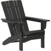 Flash Furniture Halifax Adirondack Chair with Cup Holder, Weather Resistant Poly Resin Adirondack Chair, Gray, Set of 1(Black)