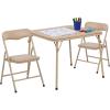 Flash Furniture Mindy Kids 3-Piece Folding Square Table and Chairs Set for Daycare and Classrooms, Children’s Activity Table/Chairs Set, Multicolor(Tan)