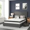 Flash Furniture Riverdale Full Size Tufted Upholstered Platform Bed in Beige Fabric with 10 Inch CertiPUR-US Certified Pocket Spring Mattress(Dark Gray)