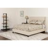 Flash Furniture Riverdale Queen Size Tufted Upholstered Platform Bed in Beige Fabric with Memory Foam Mattress