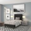 Flash Furniture Roxbury King Size Tufted Upholstered Platform Bed in Beige Fabric(Black)