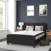 Flash Furniture Tribeca Full Size Tufted Upholstered Platform Bed in Light Gray Fabric with 10 Inch CertiPUR-US Certified Pocket Spring Mattress(Black)
