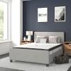 Flash Furniture Tribeca Full Size Tufted Upholstered Platform Bed in Light Gray Fabric with 10 Inch CertiPUR-US Certified Pocket Spring Mattress(Light Gray)