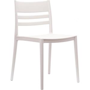 Flash Furniture Bridgeport Slat Back Patio Chair with Contoured Seat, Commercial All-Weather Stacking Resin Chair, UV Resistant, Indoor-Outdoor, Black, Set of 4(White)