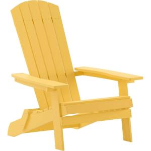 Flash Furniture Charlestown Commercial Folding Adirondack Chair – Mahogany – Poly Resin – Indoor/Outdoor – Weather Resistant(Yellow)