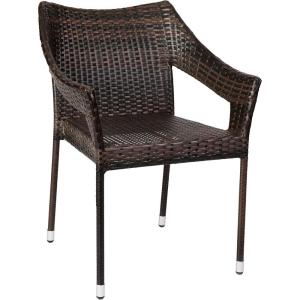 Flash Furniture Ethan Commercial Grade Patio Chair, All Weather PE Rattan Wicker Stacking Patio Dining Chair, Set of 2, Gray(Espresso)