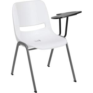 Flash Furniture HERCULES Series 661 lb. Capacity Black Ergonomic Shell Stack Chair with Black Frame and 16” Seat Height(White)