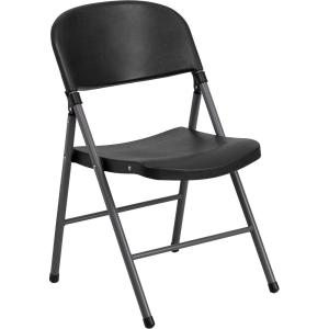 Flash Furniture Hercules Series Plastic Folding Chairs, Lightweight Commercial Event Chairs with 330-lb. Static Weight Capacity, Set of 4, White(Black/Charcoal Frame)
