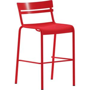Flash Furniture Nash Commercial Grade Steel Stack Stool, Indoor-Outdoor Bar Stool with 2 Slat Back, Set of 4, Red(Red)