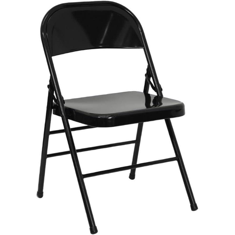 imageFlash Furniture 2 Pack HERCULES Series Triple Braced ampamp Double Hinged Red Metal Folding ChairBlack
