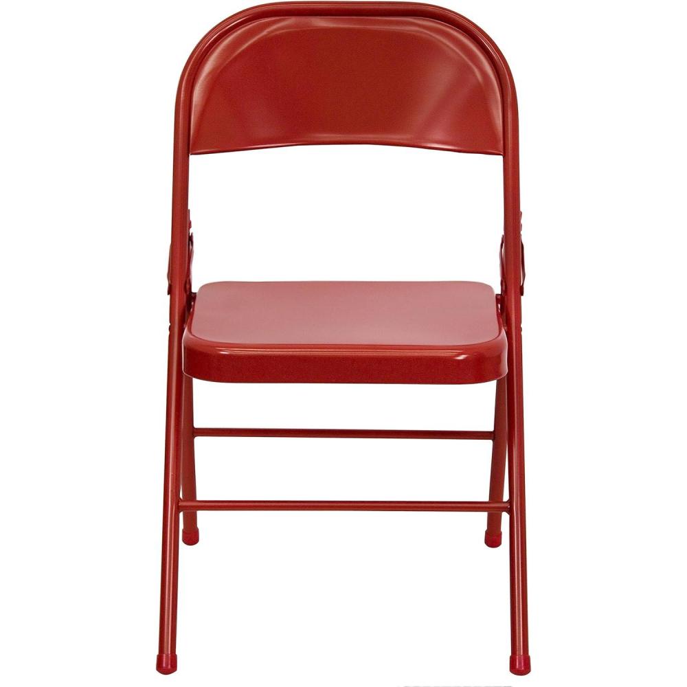 imageFlash Furniture 2 Pack HERCULES Series Triple Braced ampamp Double Hinged Red Metal Folding ChairRed