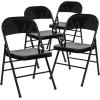 Flash Furniture 2 Pack HERCULES Series Triple Braced & Double Hinged Red Metal Folding Chair(Black)