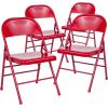 Flash Furniture 2 Pack HERCULES Series Triple Braced & Double Hinged Red Metal Folding Chair(Red)