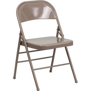 Flash Furniture 2 Pack HERCULES Series Triple Braced & Double Hinged Red Metal Folding Chair(Beige)