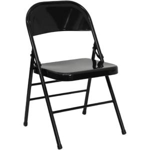 Flash Furniture 2 Pack HERCULES Series Triple Braced & Double Hinged Red Metal Folding Chair(Black)