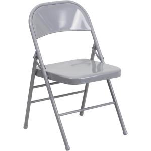 Flash Furniture 2 Pack HERCULES Series Triple Braced & Double Hinged Red Metal Folding Chair(Grey)