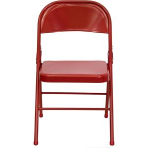 Flash Furniture 2 Pack HERCULES Series Triple Braced & Double Hinged Red Metal Folding Chair(Red)