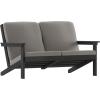 Flash Furniture Charlestown Adirondack Style Deep Seat Patio Loveseat with Cushions – Gray Poly Resin Frame – Gray All-Weather Cushions – Indoor/Outdoor(Black/Charcoal)