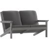 Flash Furniture Charlestown Adirondack Style Deep Seat Patio Loveseat with Cushions – Gray Poly Resin Frame – Gray All-Weather Cushions – Indoor/Outdoor(Grey)